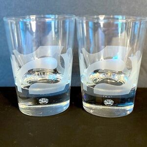 (2) Bailey's Irish Cream  Bubble Base Etched Frosted Swirls Lowball Glasses